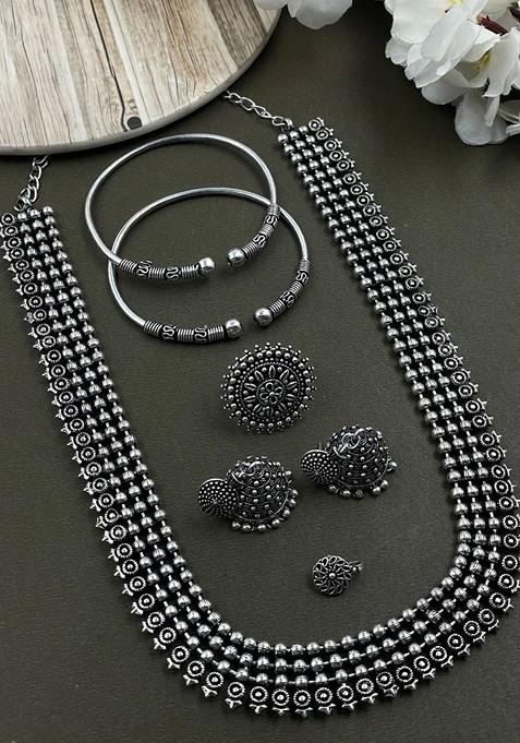 Silver Plated Oxidised Jewellery Set