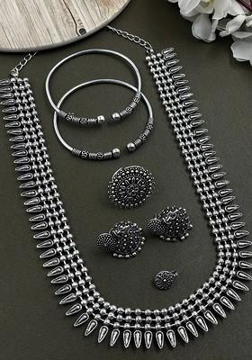 Silver Plated Oxidised Jewellery Set