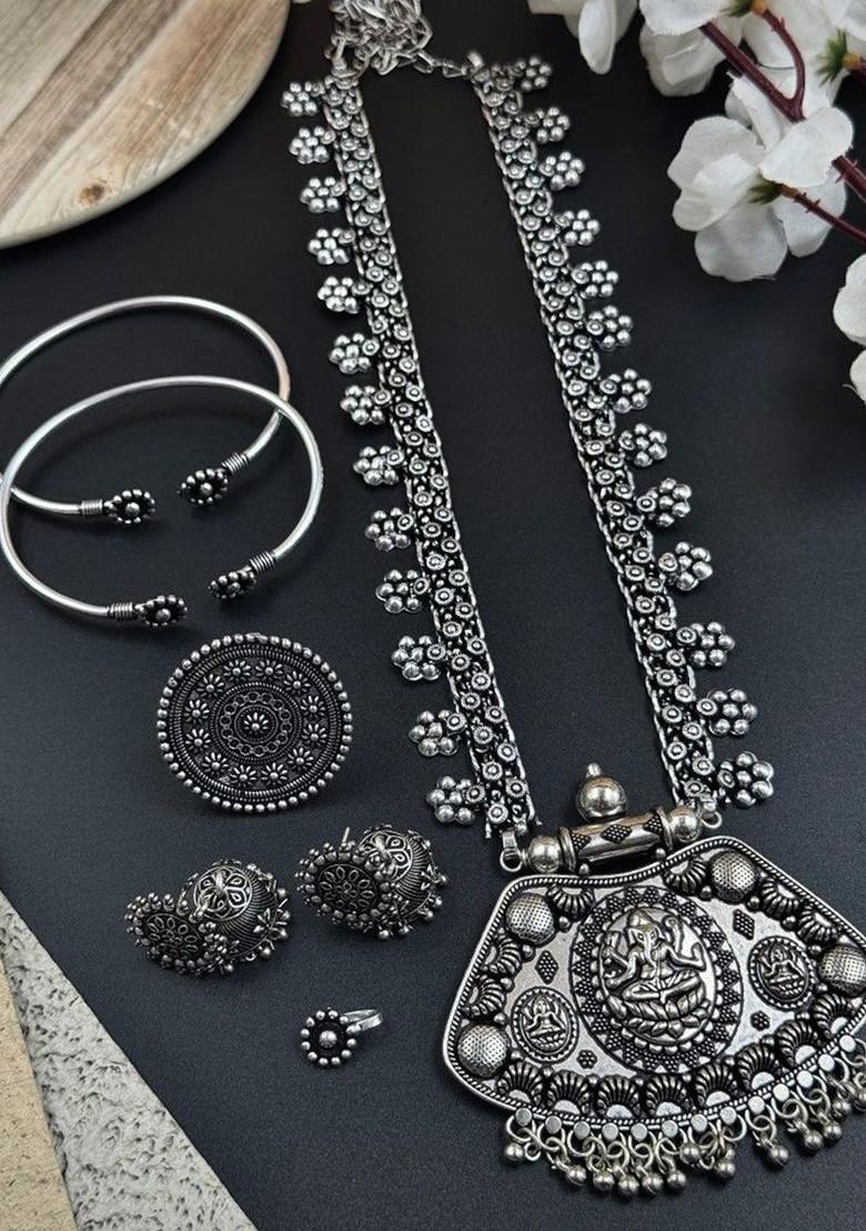 Silver Plated Oxidised Jewellery Set