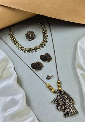Gold Plated Oxidized Skin Friendly Jewellery Set
