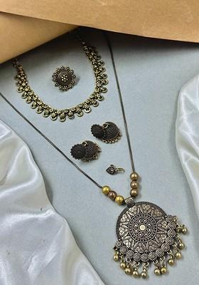 Gold Plated Oxidized Jewellery Set