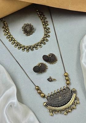 Gold Plated Oxidized Skin Friendly Jewellery Set
