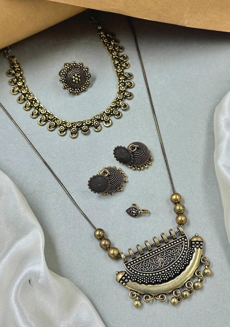 Gold Plated Oxidized Skin Friendly Jewellery Set