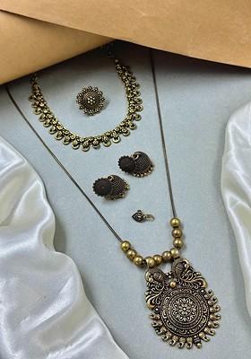 Gold Plated Oxidized Skin Friendly Jewellery Set