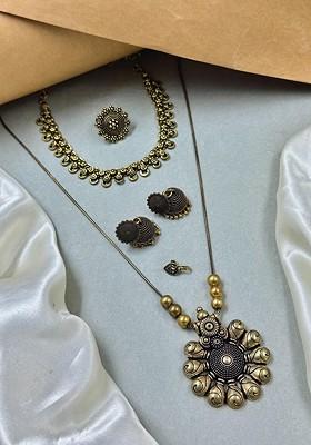 Gold Plated Oxidized Skin Friendly Jewellery Set