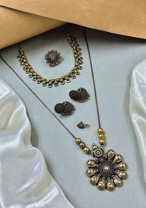 Gold Plated Oxidized Skin Friendly Jewellery Set
