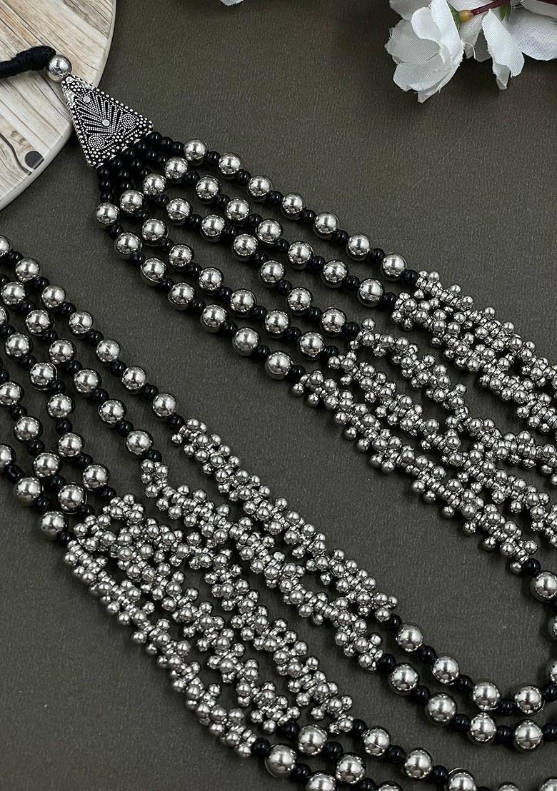 Rubina Silver Plated Oxidised Jewellery Set