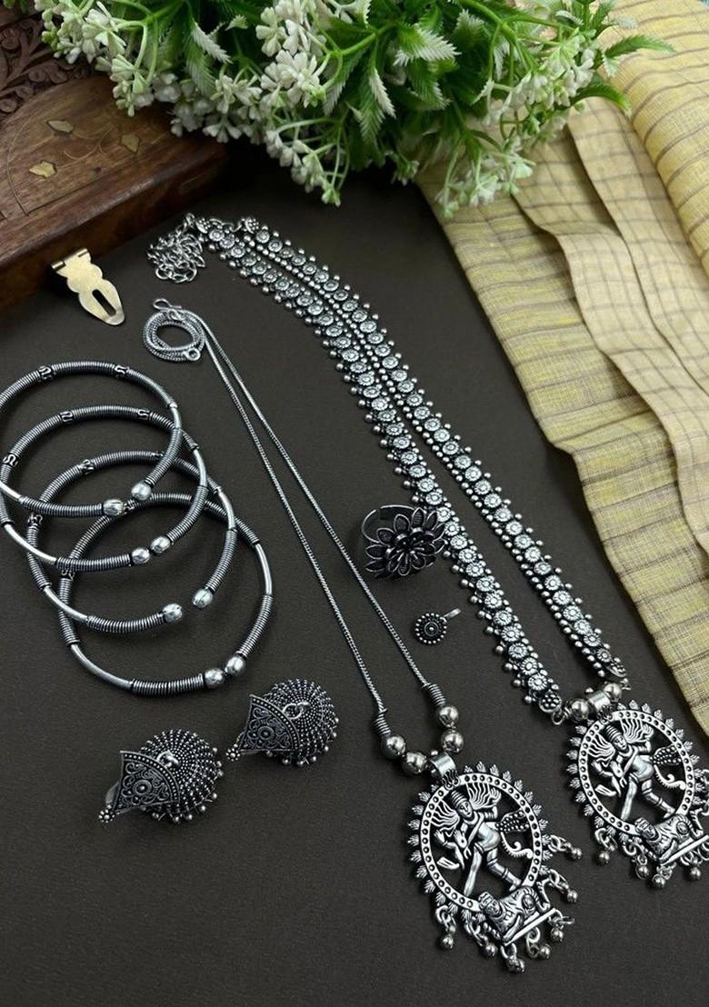 6 Piece Silver Plated Oxidised Jewellery Set