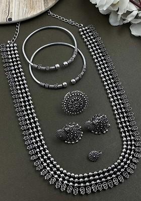 Silver Plated Oxidised Jewellery Set