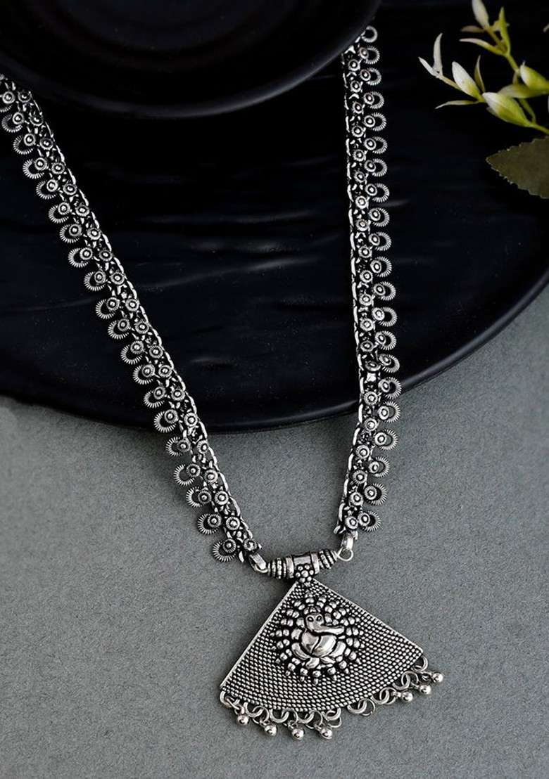 Silver Plated Oxidised Jewellery Set - Indya