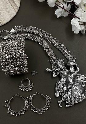 Silver Plated Oxidised Jewellery Set