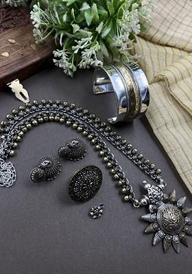 Gold Plated Oxidised Jewellery Set
