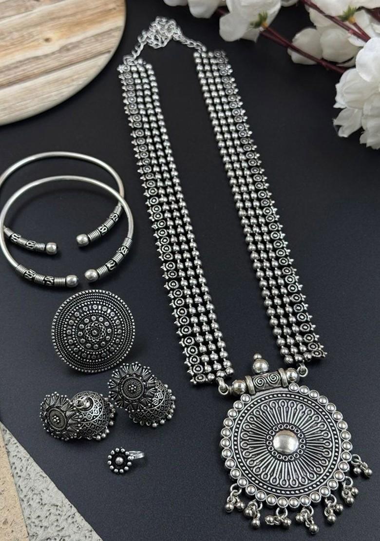 Silver Plated Oxidised Jewellery Set