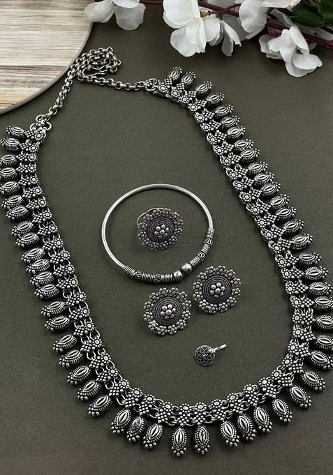 Silver Plated Oxidised Jewellery Set