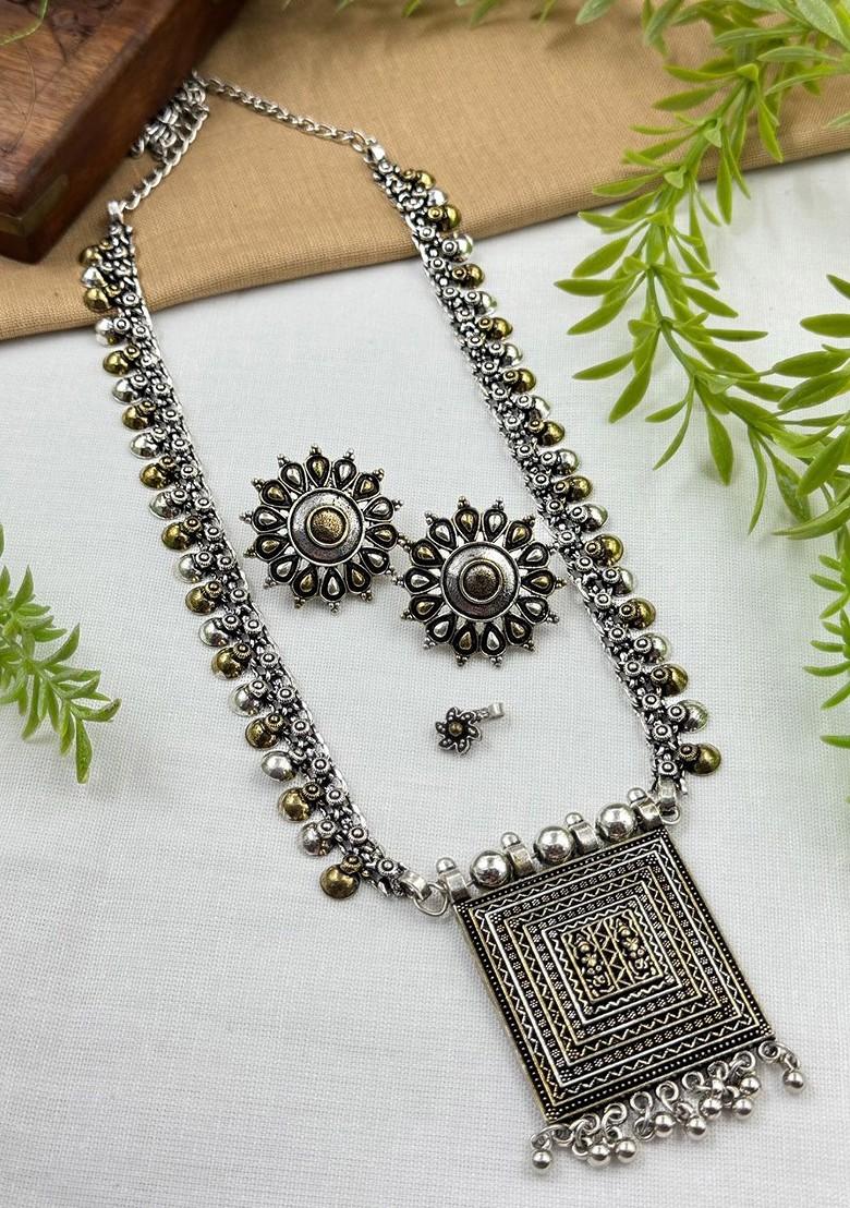 Nimita Dual Tone Gold Plated Oxidised Jewellery Set