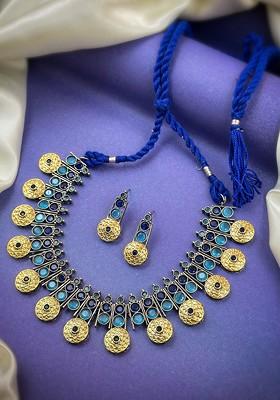 Gold Plated Stone Studded Jewellery Set