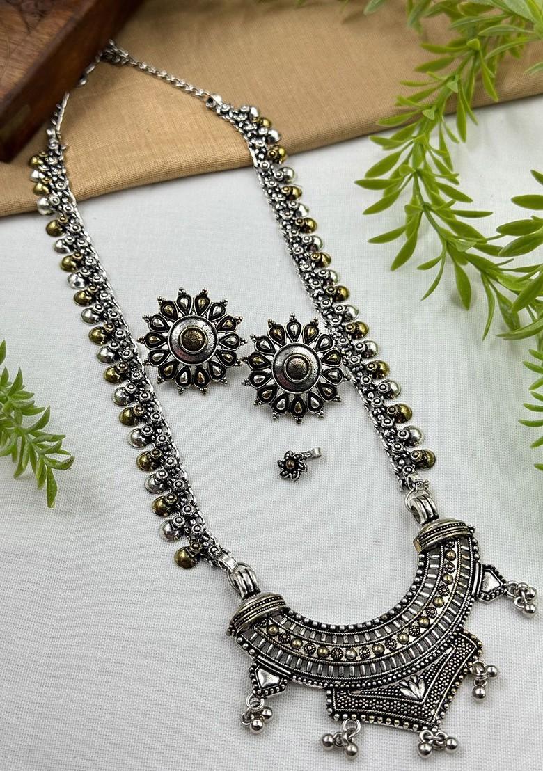 Nimita Dual Tone Gold Plated Oxidised Jewellery Set