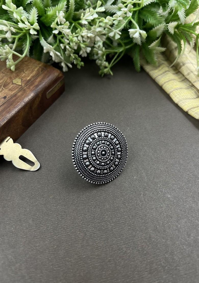 Silver Plated Oxidised Necklace Jewellery Set