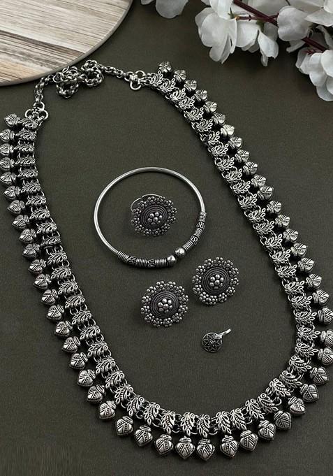 Silver Plated Oxidised Jewellery Set