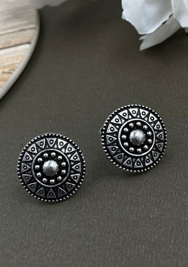 Silver Plated Oxidised Necklace Jewellery Set