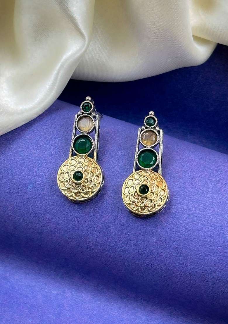 Gold Plated Stone Studded Jewellery Set - Indya
