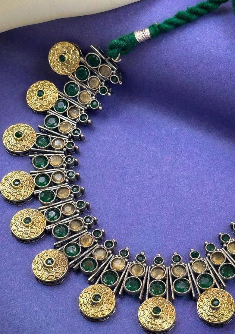 Gold Plated Stone Studded Jewellery Set