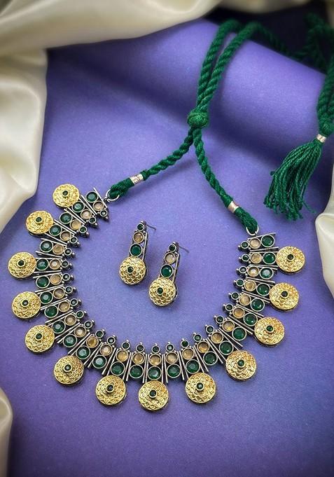 Gold Plated Stone Studded Jewellery Set
