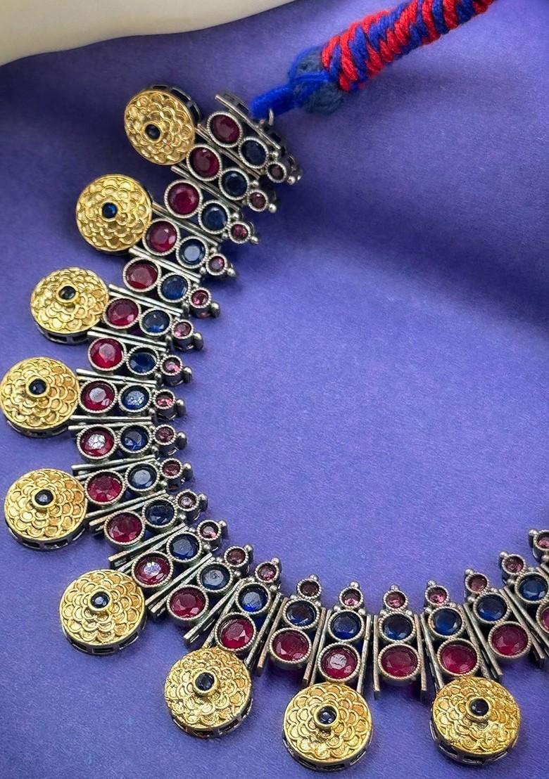 Gold Plated Stone Studded Jewellery Set