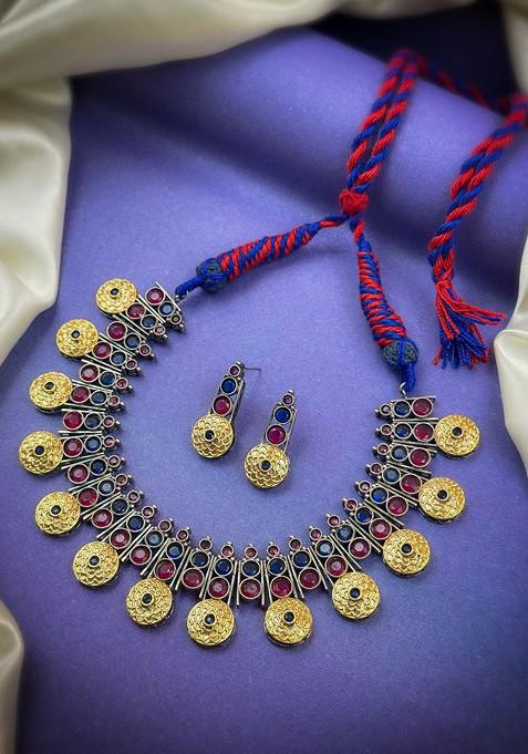 Gold Plated Stone Studded Jewellery Set