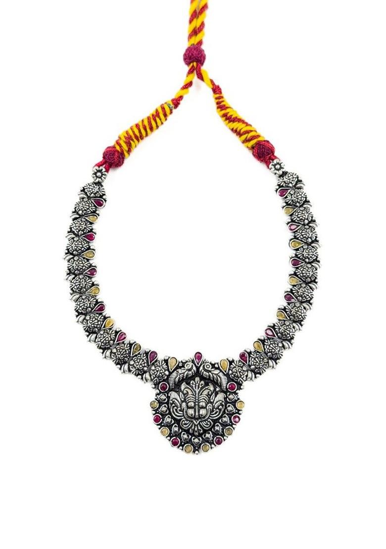 Silver Plated Stone Studded Oxidised Jewellery Set