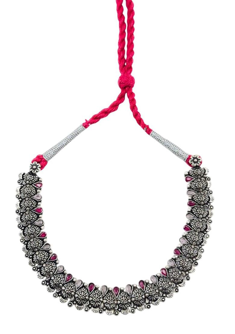 Silver Plated Stones Studded Jewellery Set