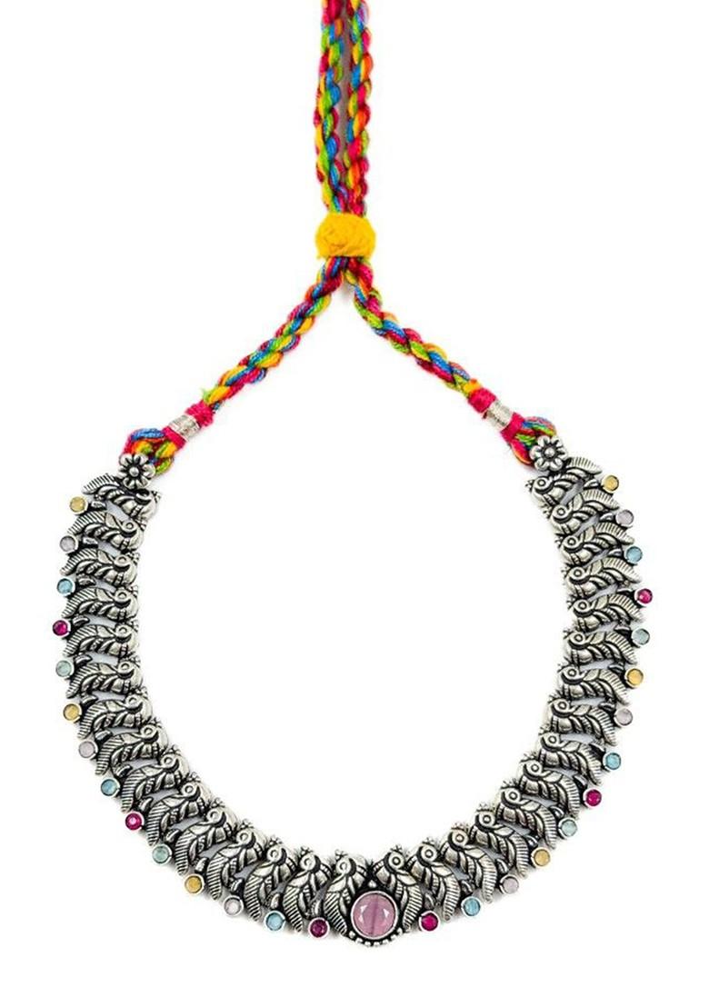 Silver Plated Stone Studded Oxidised Jewellery Set