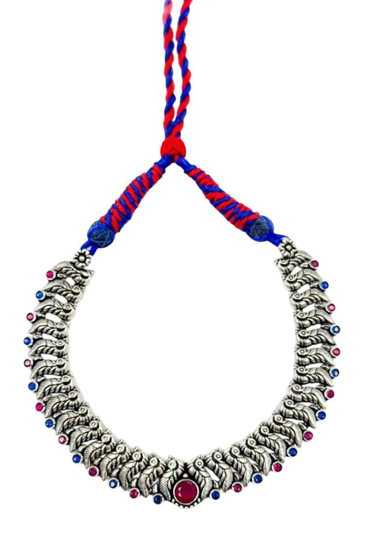 Silver Plated Stone Studded Oxidised Jewellery Set