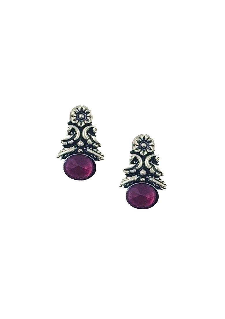 Silver Plated Stone Studded Oxidised Jewellery Set