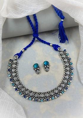 Silver Plated Stone Studded Jewellery Set