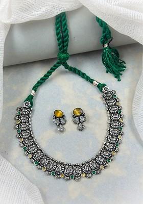 Silver Plated Stone Studded Jewellery Set