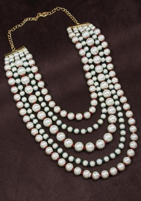 Gold Plated Multistrand Long Pearl Necklace For Women (Ml290Mg)