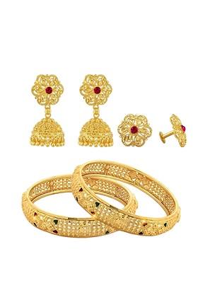 Gold Plated Stone Studded Jewellery Set
