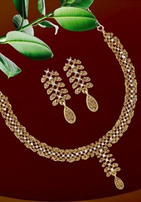 Designer Gold Plated Single Line Necklace Set
