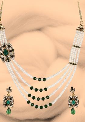 Designer Multi Strand Pearl Side Broach Necklace