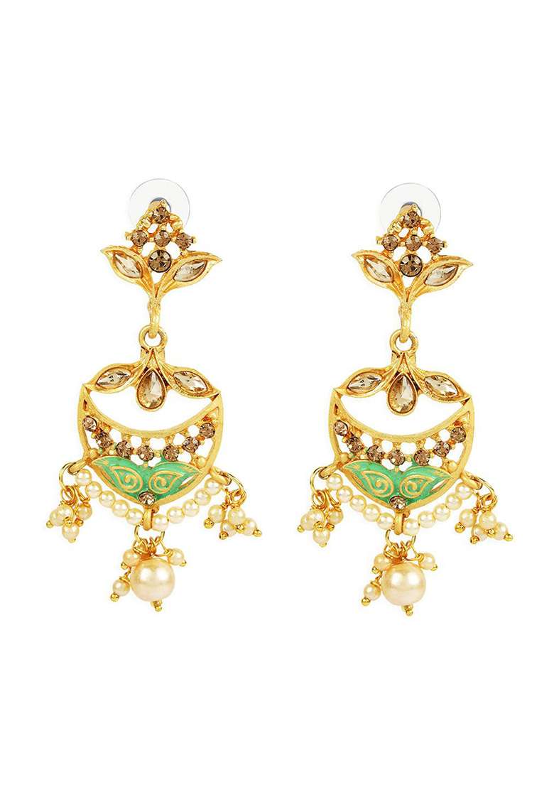 Traditional Gold Plated Enamelled Stone Studded Designer Necklace - Indya