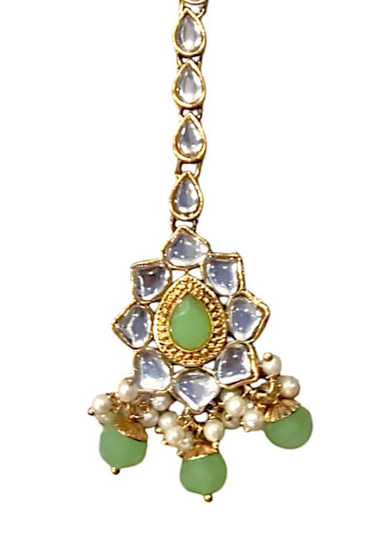 Tradtional Gold Plated Kundan Mint Choker Necklace
