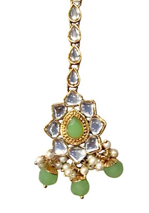 Tradtional Gold Plated Kundan Mint Choker Necklace