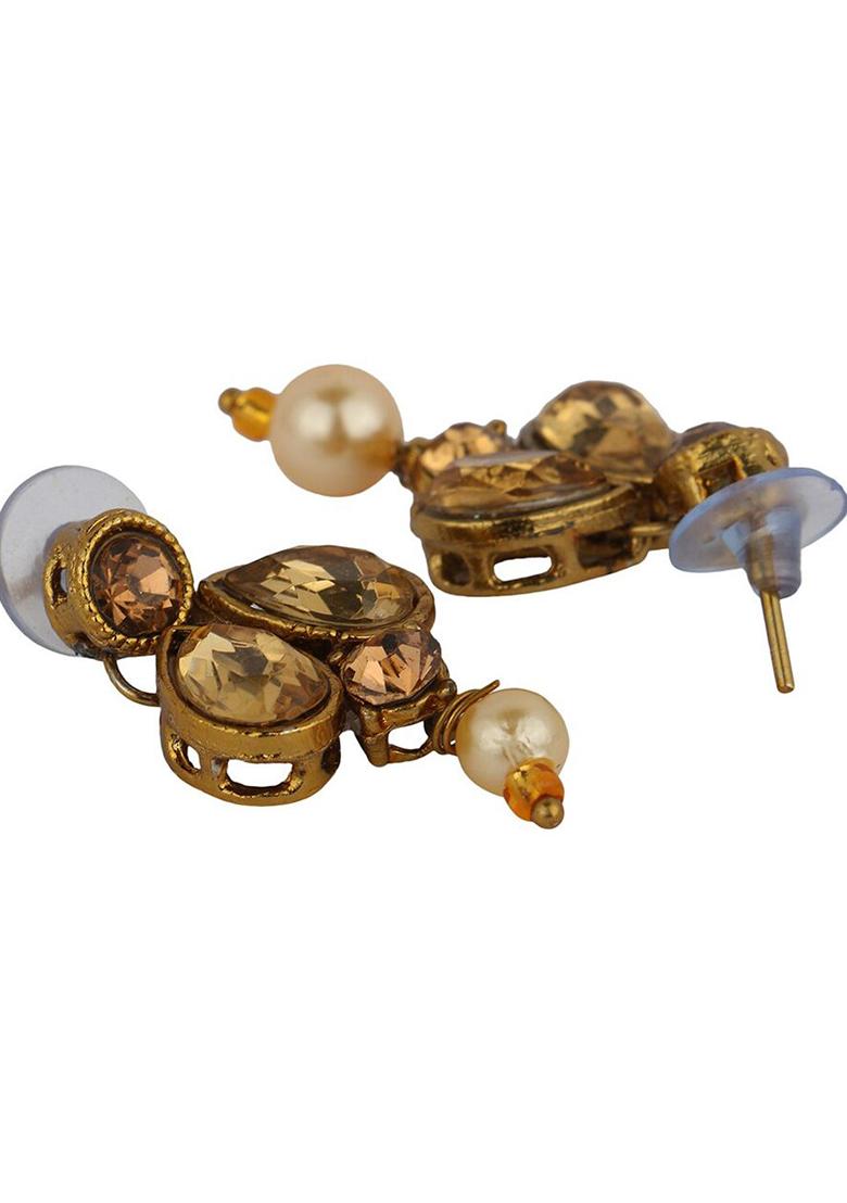 Gold Plated Traditional Kundan Choker Necklace With Earring And Maangtika Onesize Gold - Indya