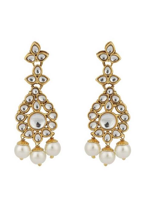 Ethnic Bridal Gold Plated Stone And Pearl Choker With Earring Maangtika