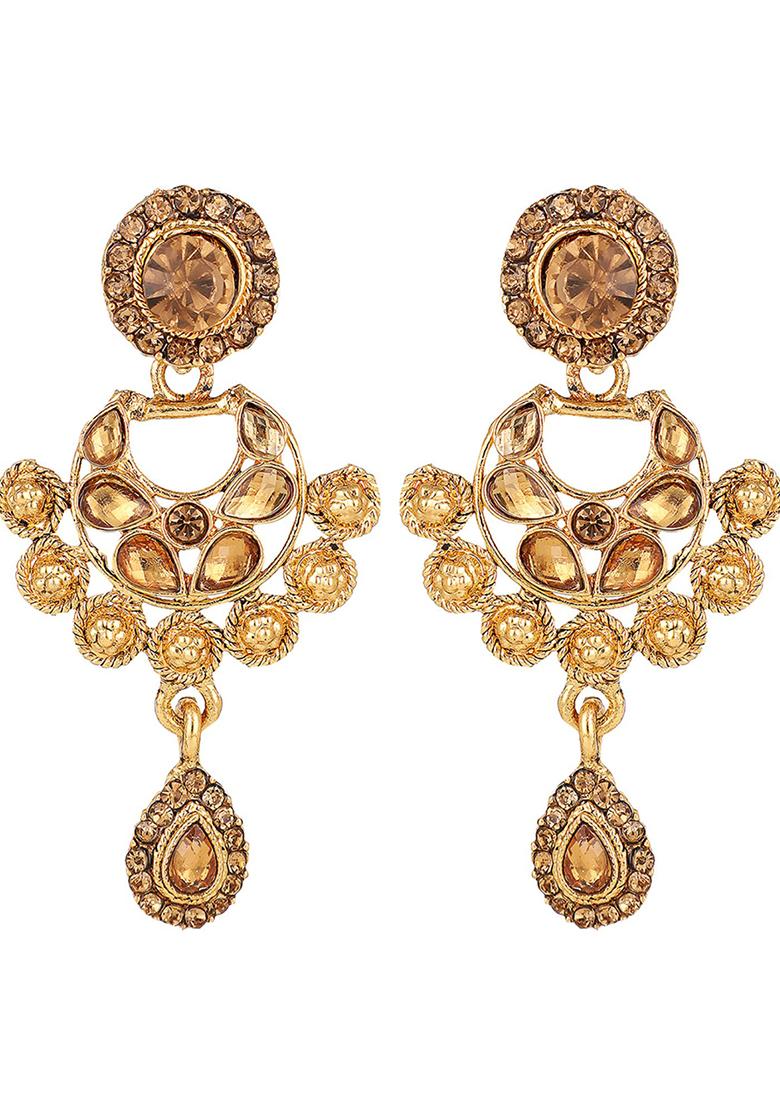 Designer Gold Plated Traditional Matte Finish Necklace With Earring Maangtika