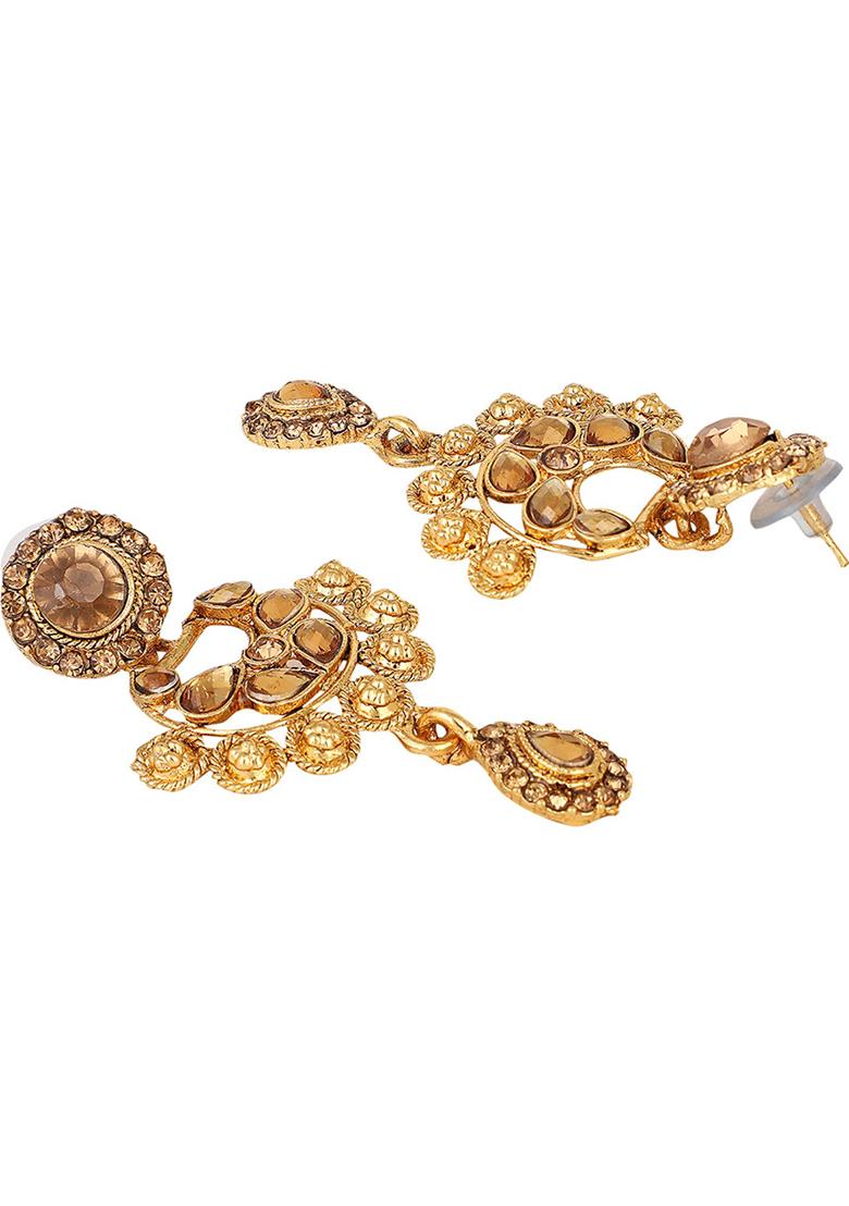 Designer Gold Plated Traditional Matte Finish Necklace With Earring Maangtika