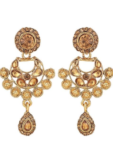 Designer Gold Plated Traditional Matte Finish Necklace With Earring Maangtika