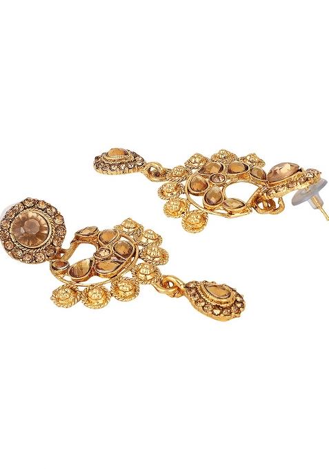 Designer Gold Plated Traditional Matte Finish Necklace With Earring Maangtika