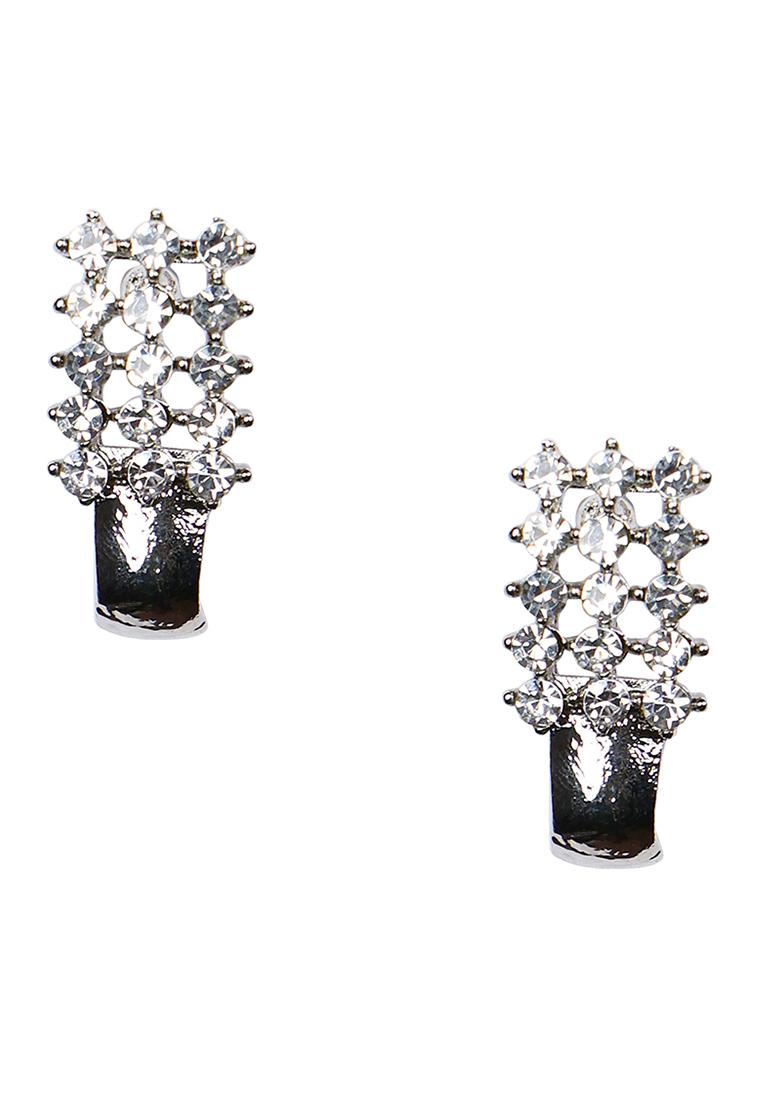 Silver Plated Cubic Zirconia Party Bling Necklace And Earring Set For Women